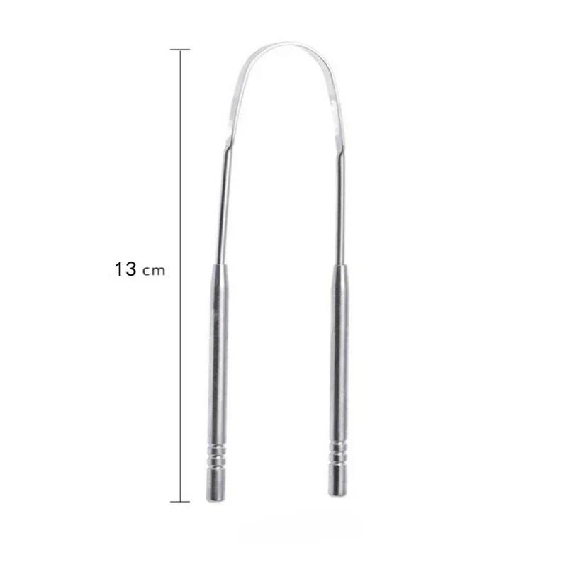 1/2Pcs Reusable Stainless Steel Useful Tongue Scraper Cleaner Fresh Breath Cleaning Coated Tongue Oral Hygiene Care Tools
