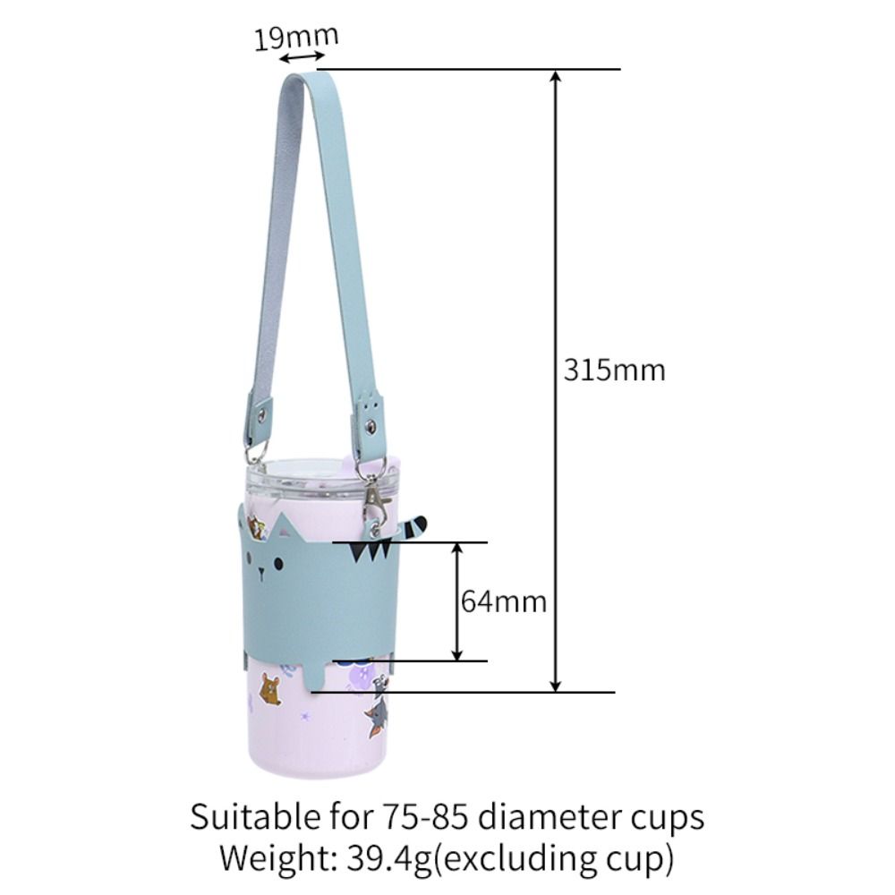 PU Leather Water Mug Tumbler Holder Pouch Anti Scalding Cute Cat Design Milk Tea Cup Cover Hand-held Outdoor Cups Carrier