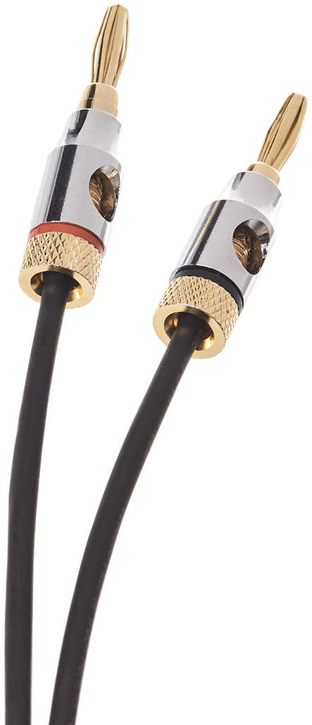 AmazonBasics Speaker Cable Wire with Gold Plated Banana Plug CL2-99.9% Oxygen-Free - 1.8m Black