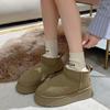 Women's Winter Suede Fleece-Lined Short Boots - Thick Sole, Warm, Fashionable, Casual, Trendy Cotton Boots.