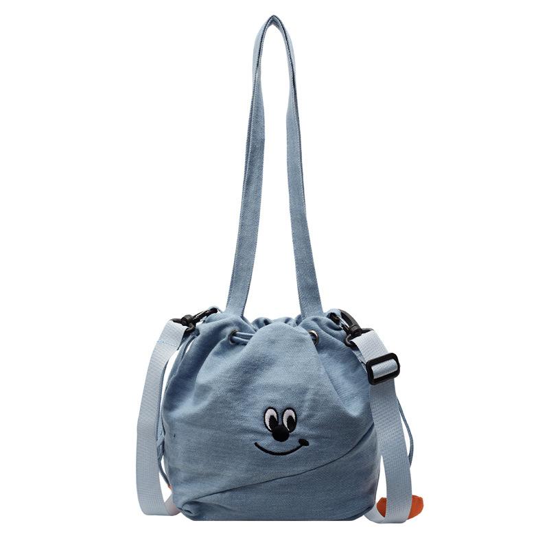 

Корейская версия модного повседневного стиля, легкая и милая с джинсовой сумкой-тоут, универсальная сумка-мессенджер для студентов и поездок на учебу светло-синий