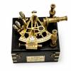Antique Brass Nautical Working Sextant with Wooden Box, Functional Maritime Navigation Instrument