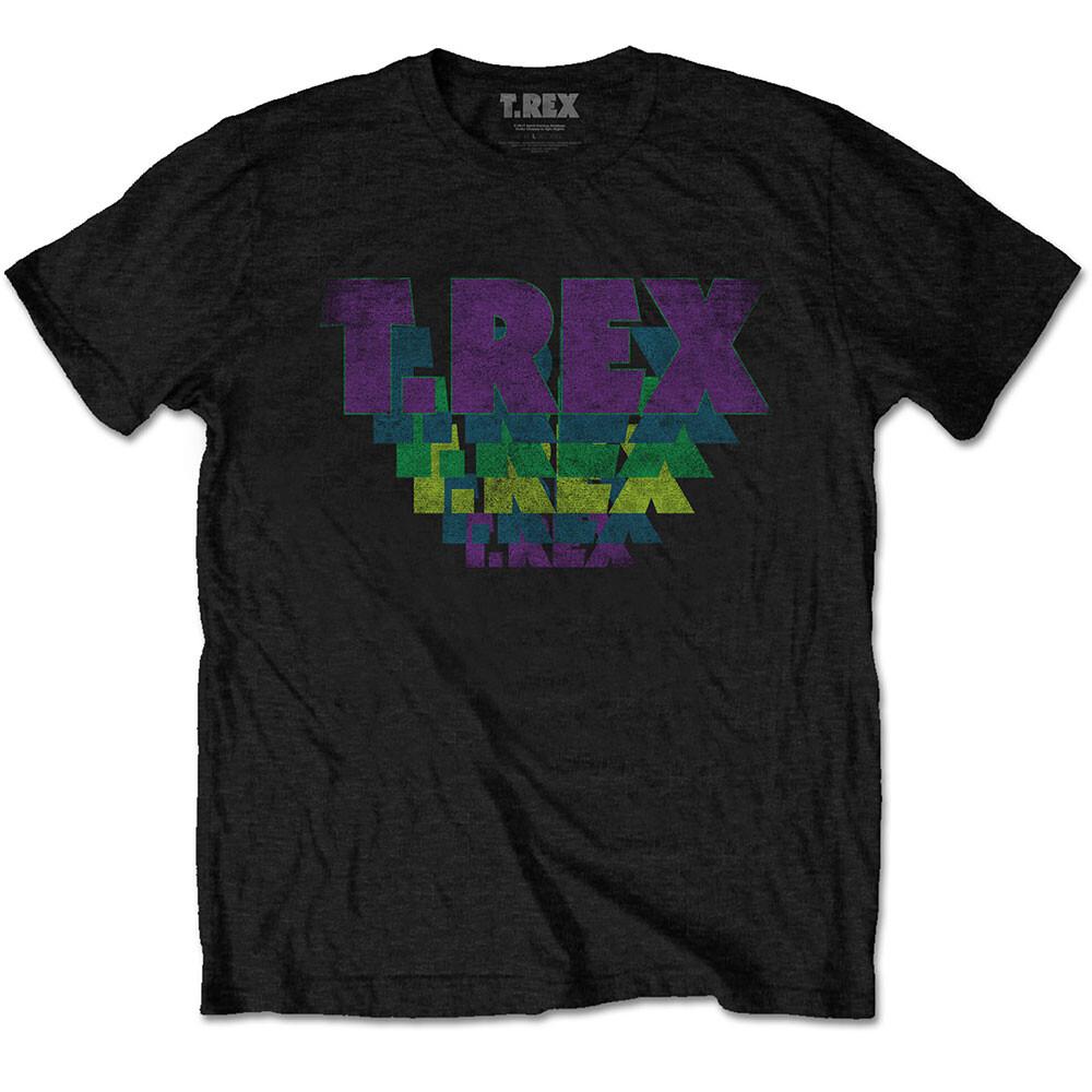 T.Rex Marc Bolan - Stacked Logo -  Black t-shirt Unisex T-Shirt S