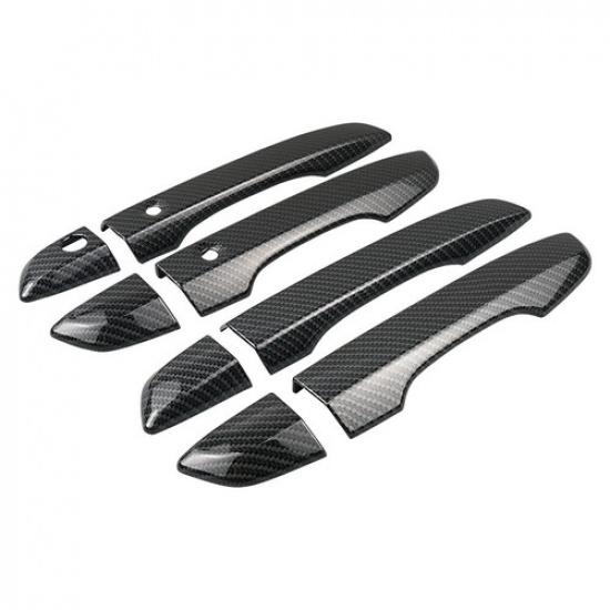For Honda Civic 16-20 Exterior Door Outer Handle Cover Trim Carbon Fiber Black