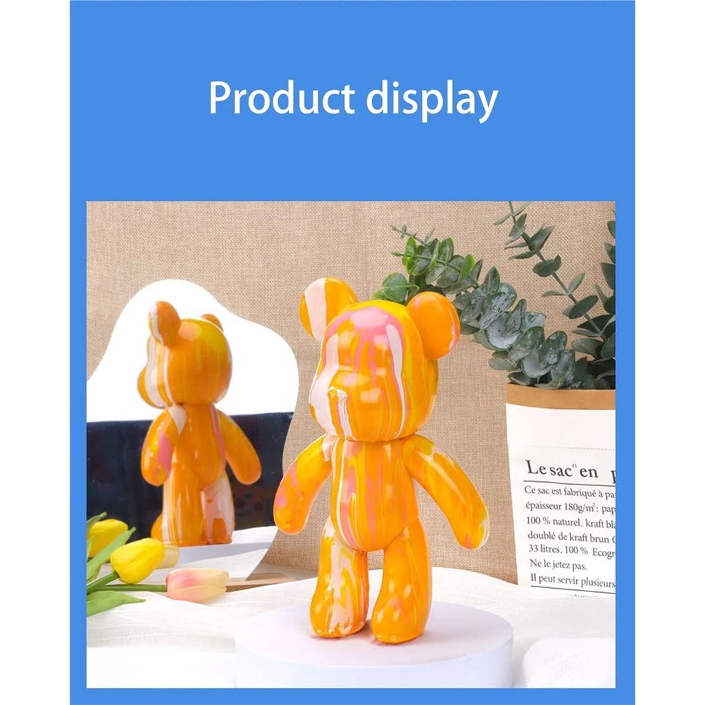 DIY Fluid Bear Sculpture Handmade Bearbrick Doll Ornaments Violent Bear Graffiti Painting Parent-child Toy Gift Home Decoration