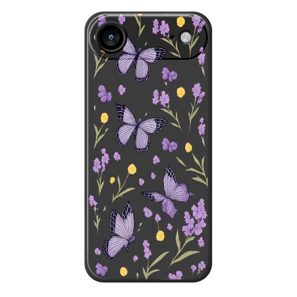 For iPhone 17 Air Case Purple Butterflies Pattern Printing Straight Edge TPU Phone Back Cover