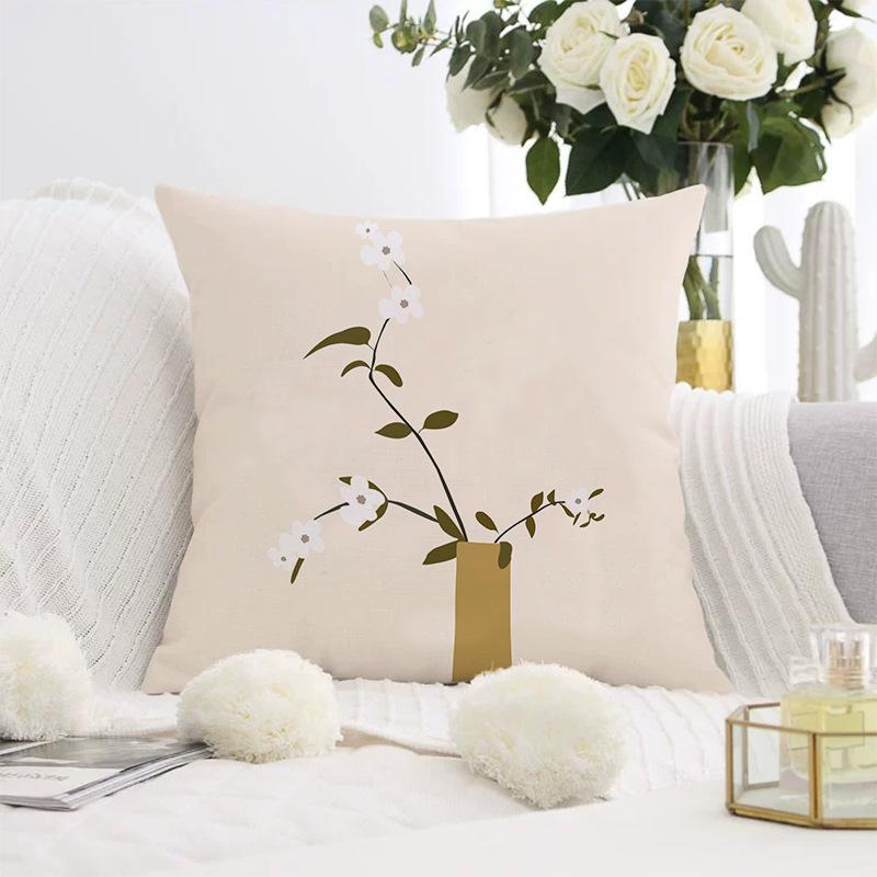 Nordischer abstrakter Kissenbezug für Sofas, moderner schlichter Kurzplüsch-Kissenbezug mit Print.