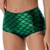Women's Fish Scale Performance Shorts: Shiny Sequin-like Clubwear for Pole Dance, Mermaid Costume & Festive Swimwear
