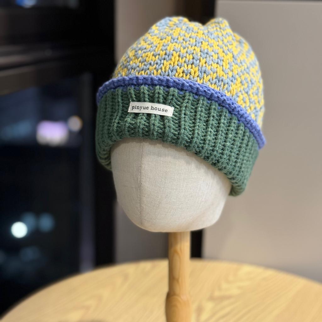 Fair Isle Color blocked Wind Dopamine Autumn and Winter Knitted Men's and Women's Warm Woolen Hats To Protect Against Cold and Ear Protection