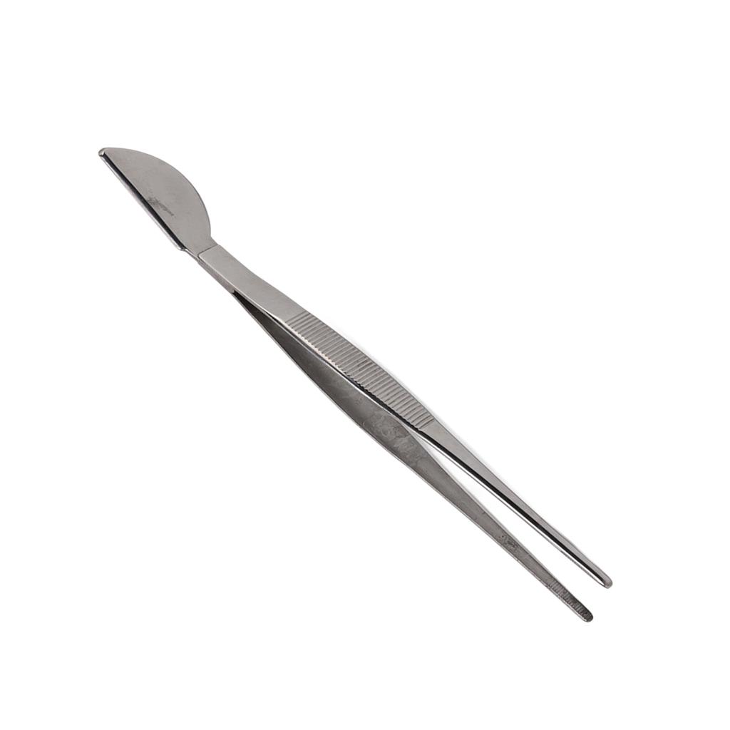 Stainless Steel Bonsai Tweezers Long Tweezers with Crescent Moon Spatula Head for Potted Loosening Soil Planing Grass