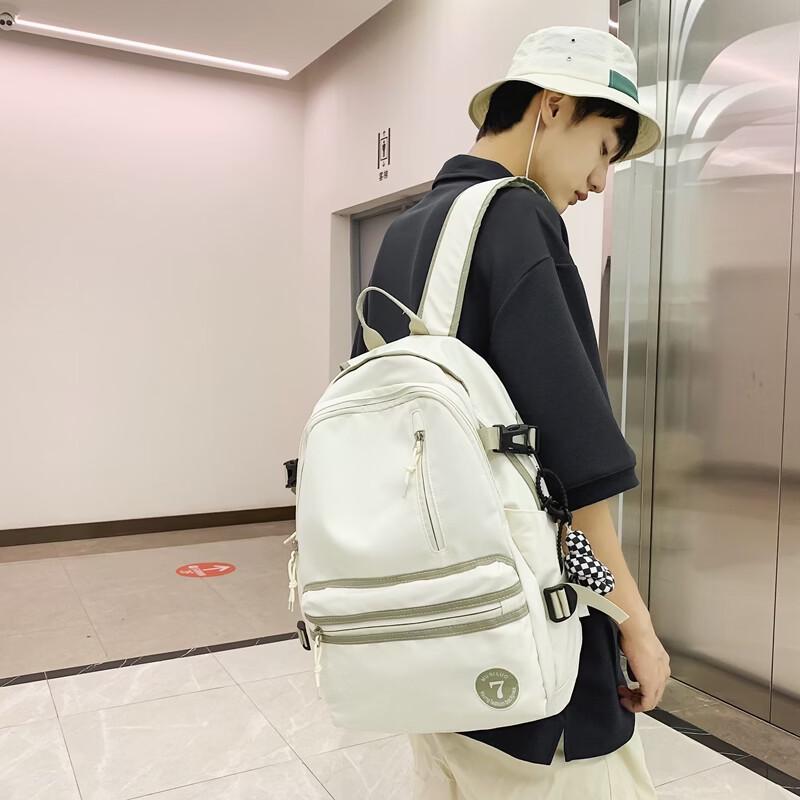 

OGAR Ins Style Large Capacity Nylon Backpack White (with pendant)