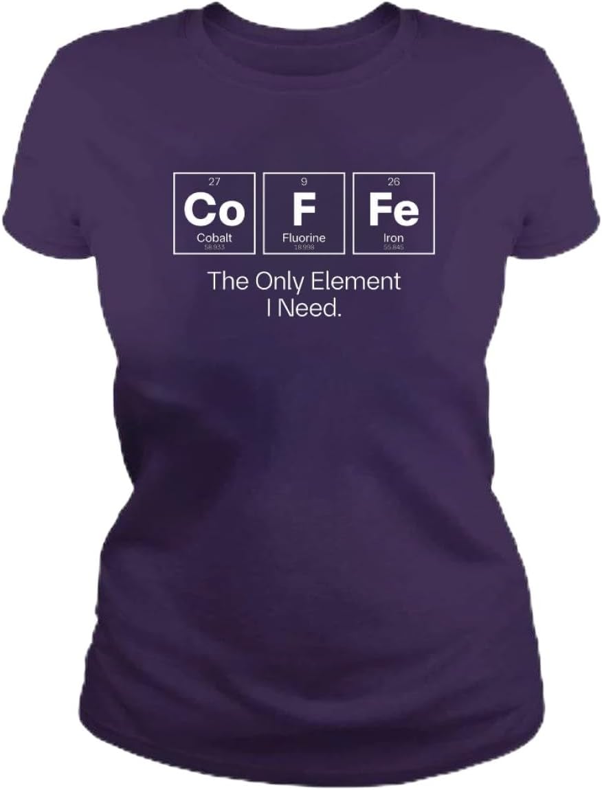 

Coffee Chemistry Women s T Shirt - Funny Nerdy Elements Coffee Lover Cotton Shirt - Short Sleeve Crew Neck Soft Fitted Tees 5XL різнокольоровий