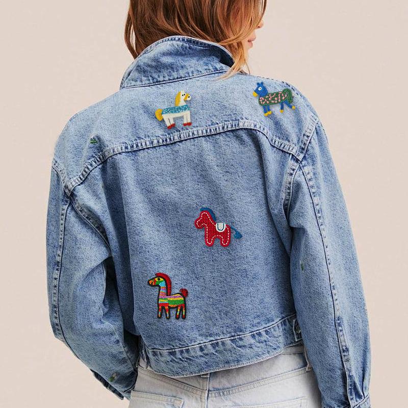 10PCS/Set Cartoon Pony Patten DIY Clothing Accessories Funny No Adhesive Backing Playful Patch Multi-Function 6 Styles