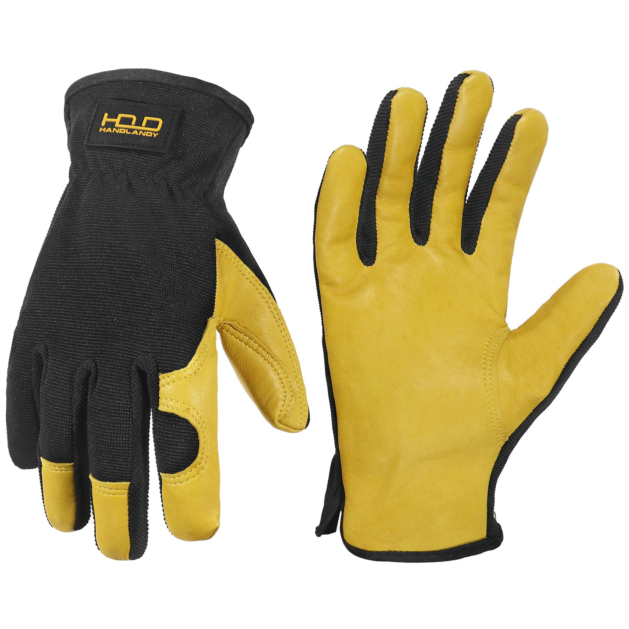 PRI   Leather Work Gloves Mens & Women, Utility Safety Mechanic Working Gloves, Flexible Breathable Yard Work Gloves (Yellow,S) жёлтый