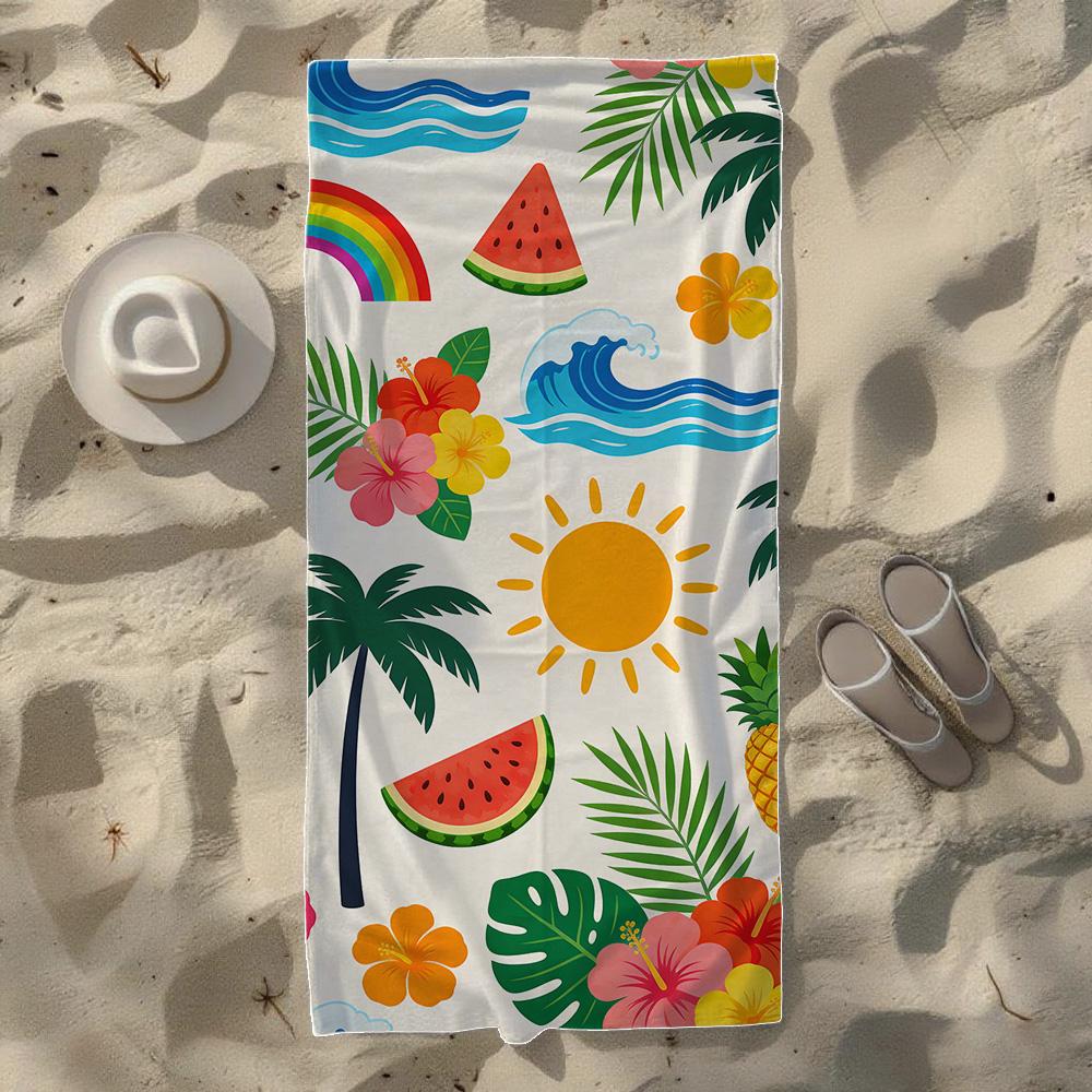 Asciugamano da Spiaggia con Elementi Tropicali Estivi Carini, Morbido Asciugatura Rapida, Perfetto per Viaggi all'Aperto Portatili, Campeggio e Spiaggia Estiva