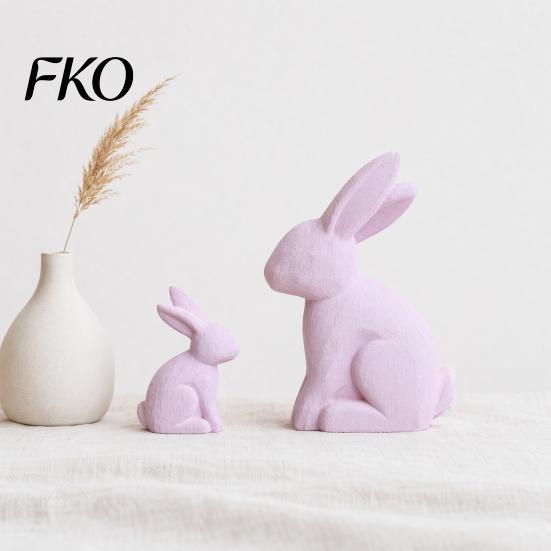 Soft Desktop Decoration Rabbits 2Pcs Distressed Rabbit Statue, Vintage Bunny Figurines, Easter Decorations, Rustic Staggered Height