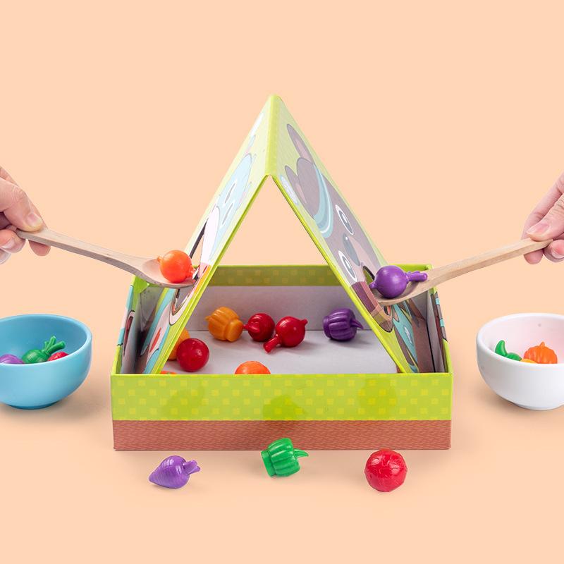 Parent-child play house simulation feeding game, children's early education fine action clipping chopsticks exercise educational toys