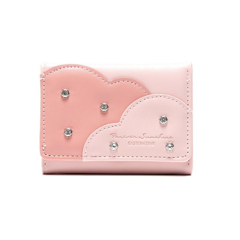 New Pu Material Large Capacity Multi-card Slots Simple Rivet Student Korean Style Ladies Tri-fold Coin Purse Cross-border