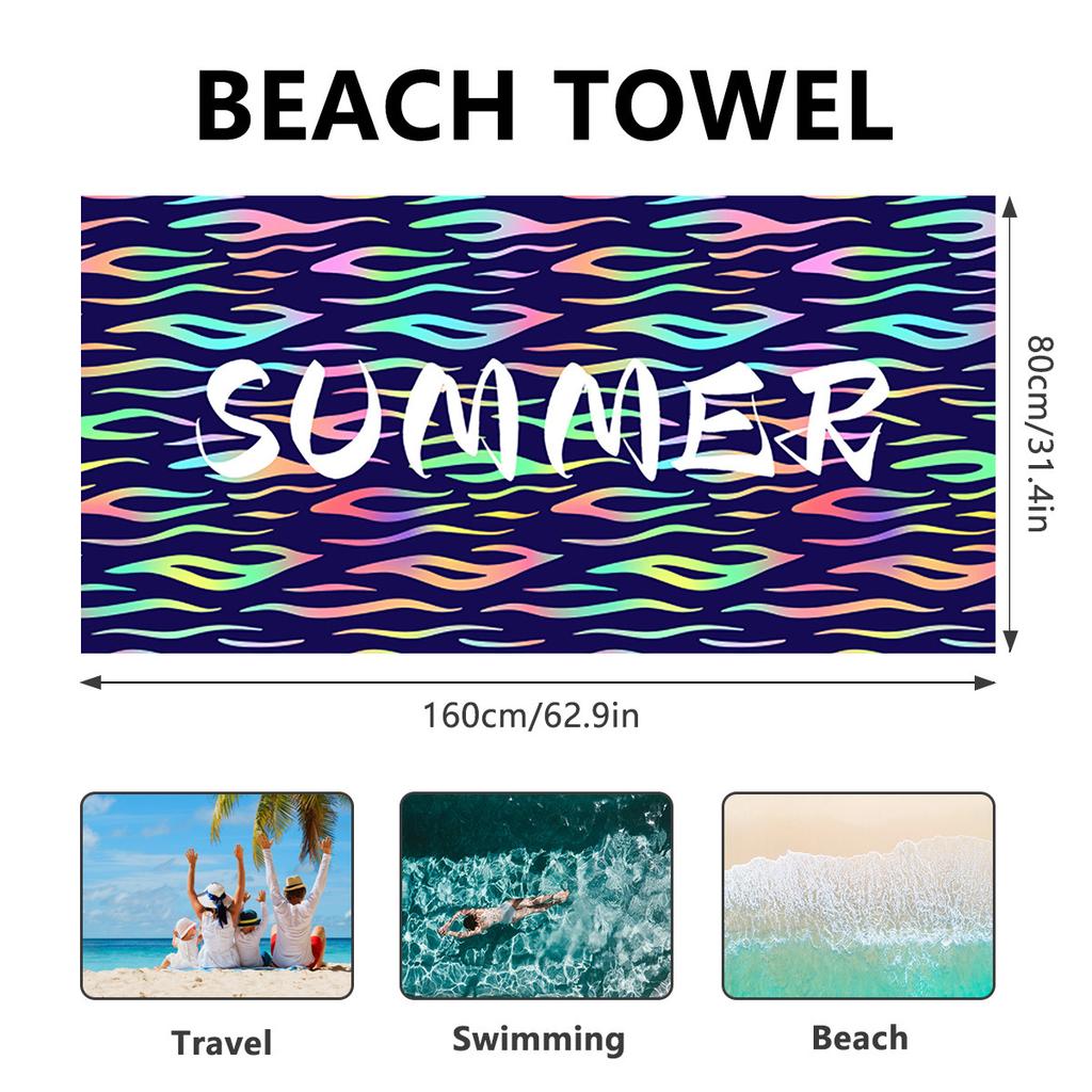 Printed Beach Towel Seaside Vacation Double-sided Velvet Quick-drying Beach Bath Towel Color Printed Absorbent Towel