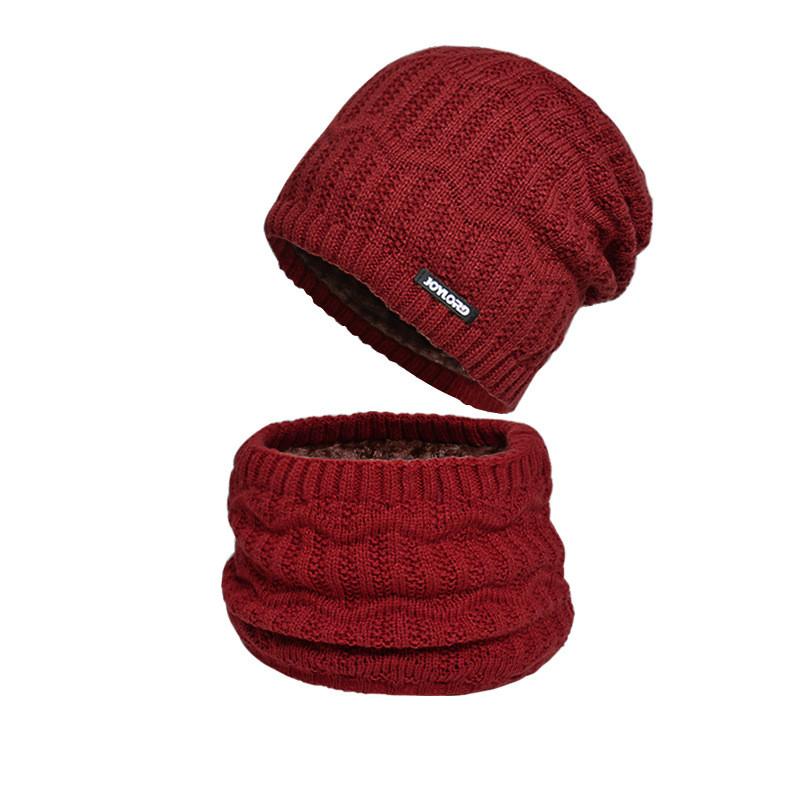 Warm Outdoor Knitted Hat And Scarf Set With Letter Decoration For Season Cold