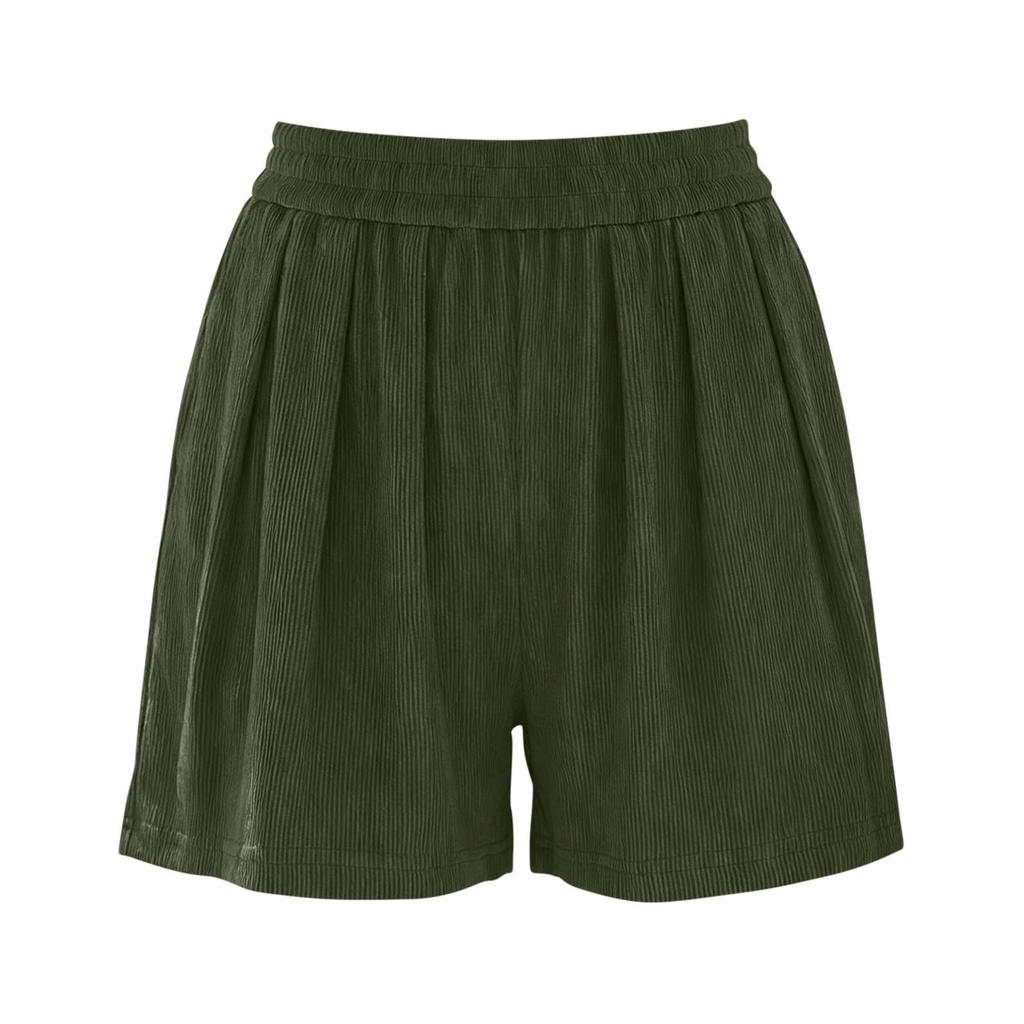 Ladies' Color Loose Linen Casual Pocket High Waisted Beach Shorts