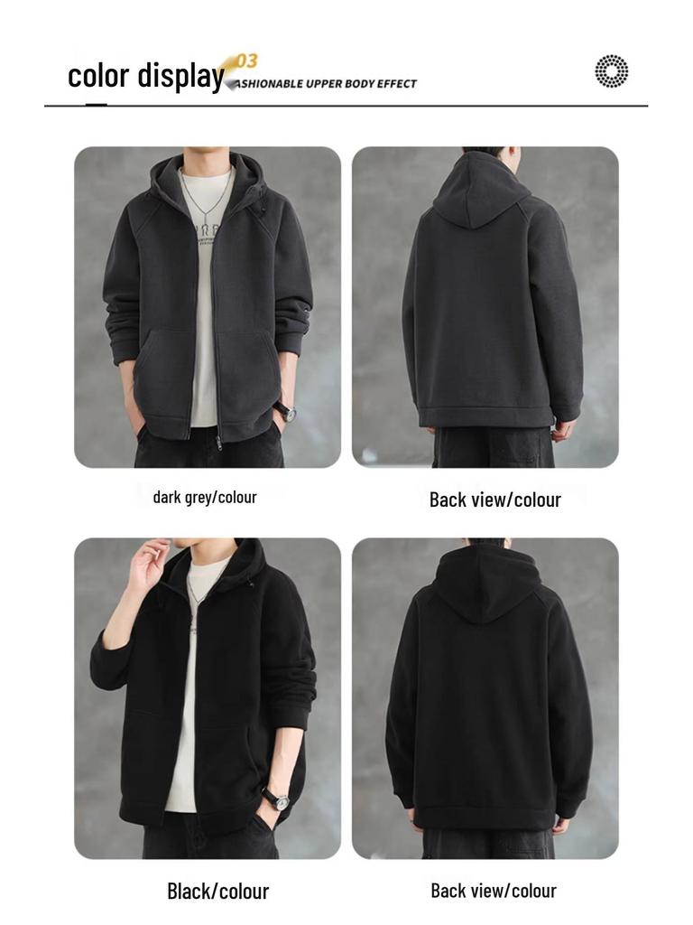 Men's Thick Fleece Hooded Jacket 2025 - Korean Style Winter Casual Fashion Hoodie