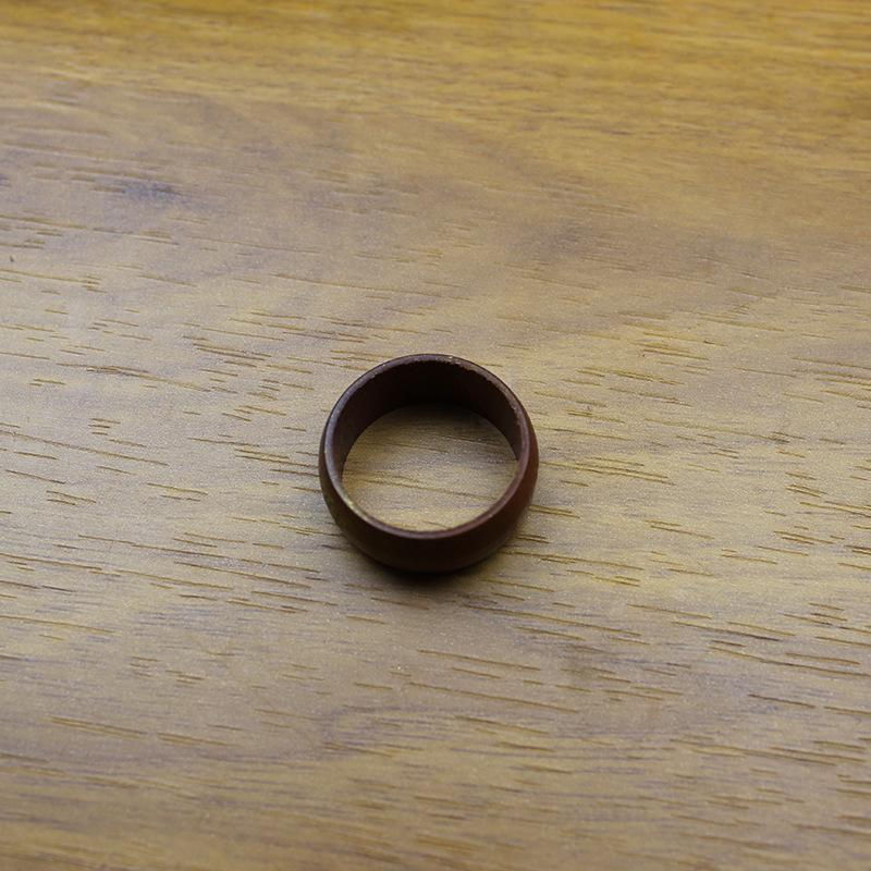 Thunderstruck Jujube Wood Hand-Painted Gold Crape Myrtle Retro Ring - Purely Handmade Carved Piece.