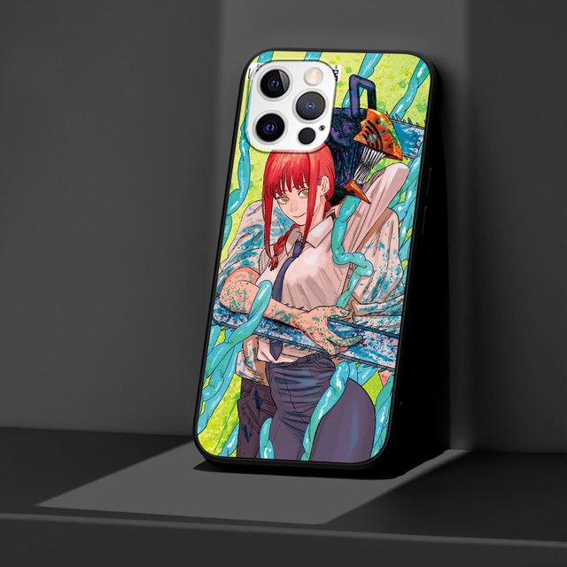 Case For Apple Iphone 11 13 12 Mini 14 Pro Max Xr 7 8 +Se 2020 Xs 6 6s Plus 5 5s Black Silicone Phone Cover Chainsaw Man Anime