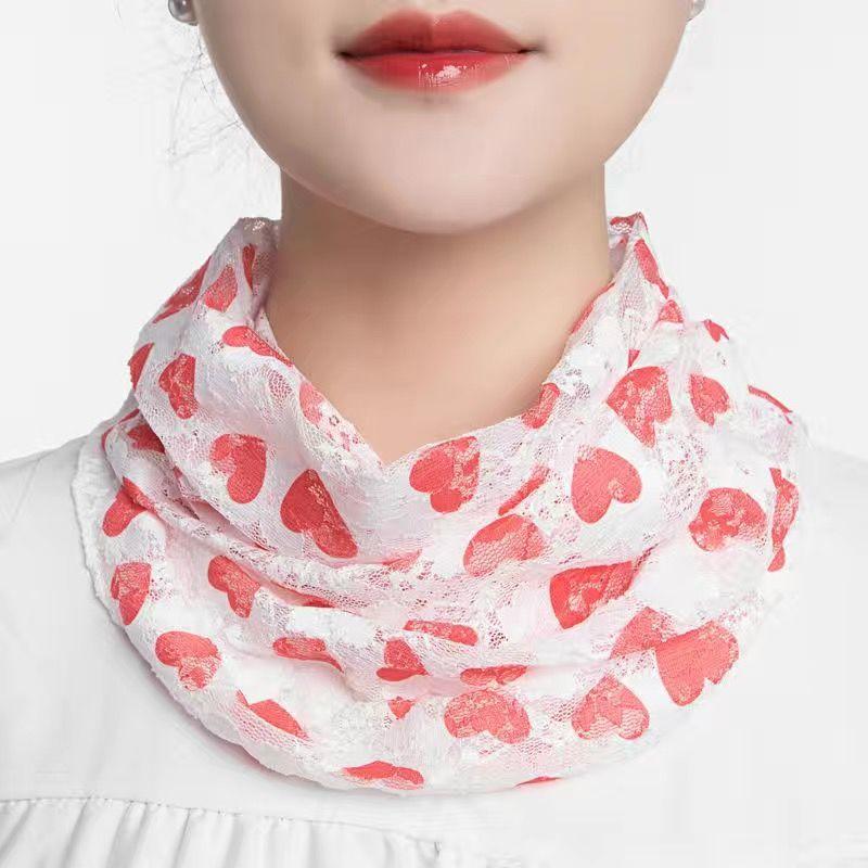 Summer ice silk scarf mask neck protector fake collar printing riding protection anti-ultraviolet breathable sunscreen