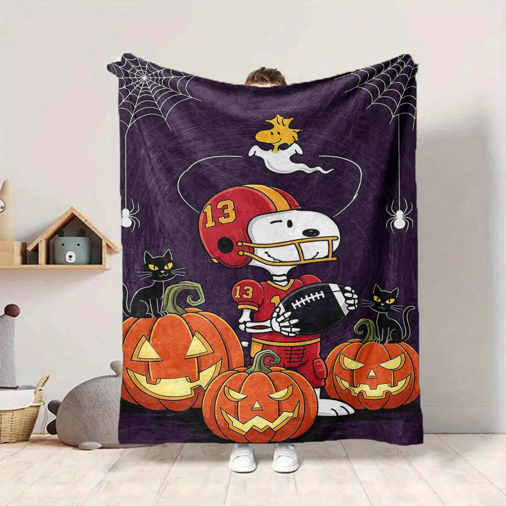 1Pc Halloween Ornament Jacko'Lanterns Blanket Soft And Comfortable Casual Warm Camping Travel Christmas Halloween Gift M917104