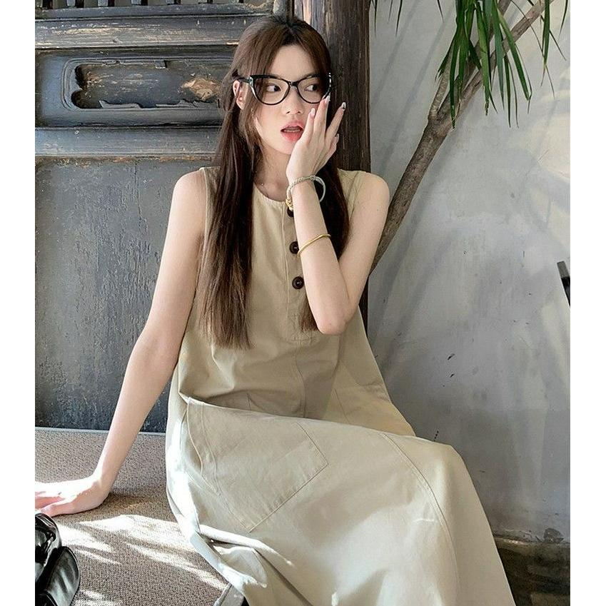 Summer New Sleeveless Casual Loose Dress Women's Temperament Thin Seaside Vacation Small Dress