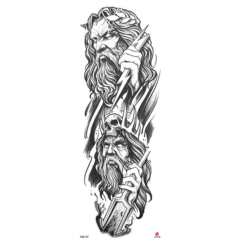 Waterdichte tattoo stickers voor de hele arm: Jezus, Maagd Maria, Kroon, Leeuw-ontwerp
