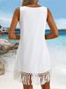 Women's Tassel Hem Sleeveless Dress - Solid Color, European & American Style