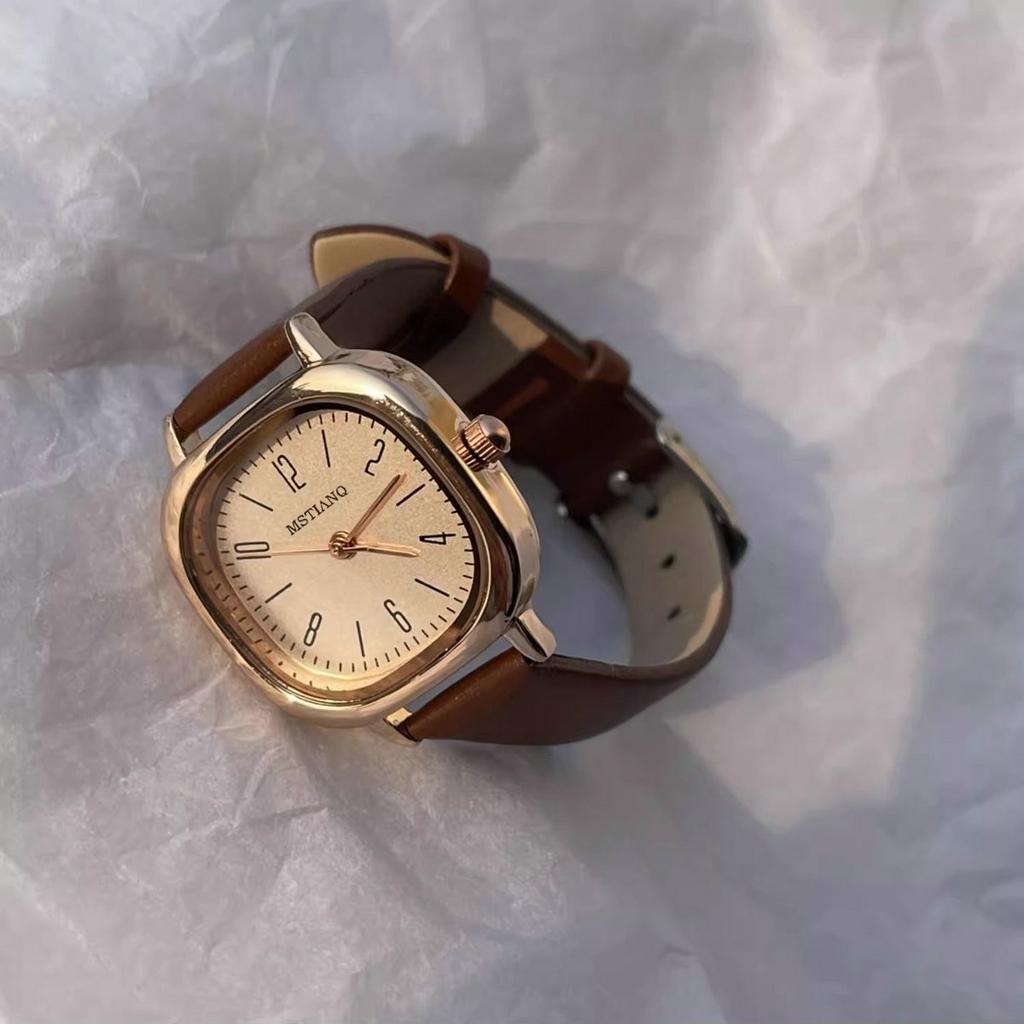 Casual Watches Simple Square Dial Retro Quartz Wristwatches Leather Strap Fashion Girls Students Clock Gifts Reloj Para Mujer