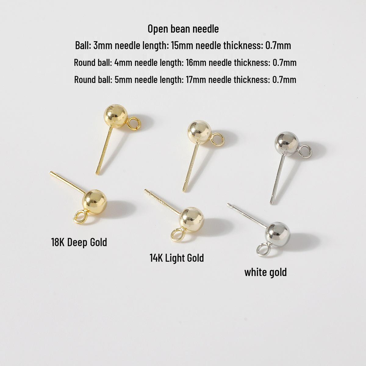 

14K Gold Filled Electroplated Open Hoop Earrings with S925 Silver Needle Open Bean Needle 3mm