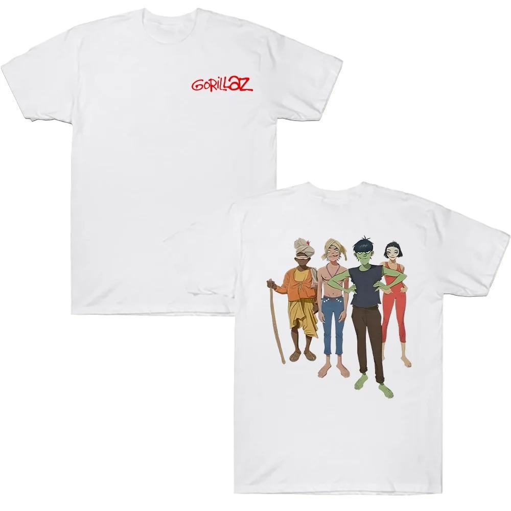 2026 High Quality Round Neck Cotton T Shirts Gorillazs The Mountain Group T-Shirt Rock Band Female Hip Hop Gothic Pop Music Tee