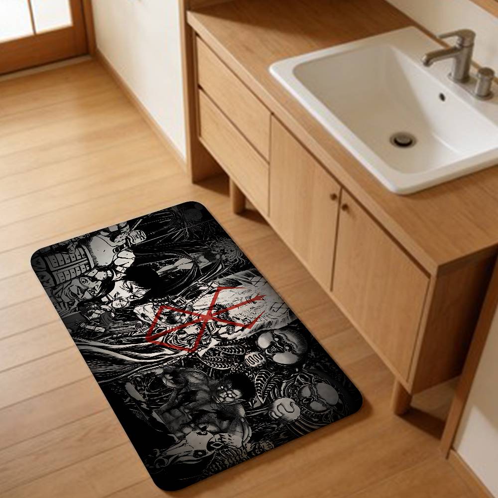 Berserk Guts Hot Anime Entrance Door Mat Washable Non-Slip Living Room Sofa Chairs Area Mat Kitchen Welcome Doormat