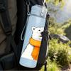 1PC Scarf Polar Bear Cartoon 750ml Color Plastic Sports Water Bottle Leakproof Flip Straw Lid Suitable for Sports Office Home Use
