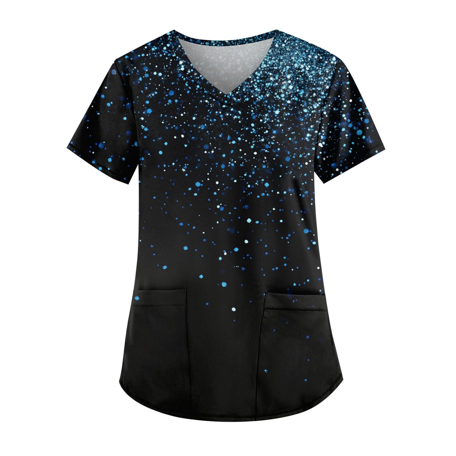 

Женские модные повседневные топы с v-образным вырезом и защитная спецодежда с принтом L темно-синий