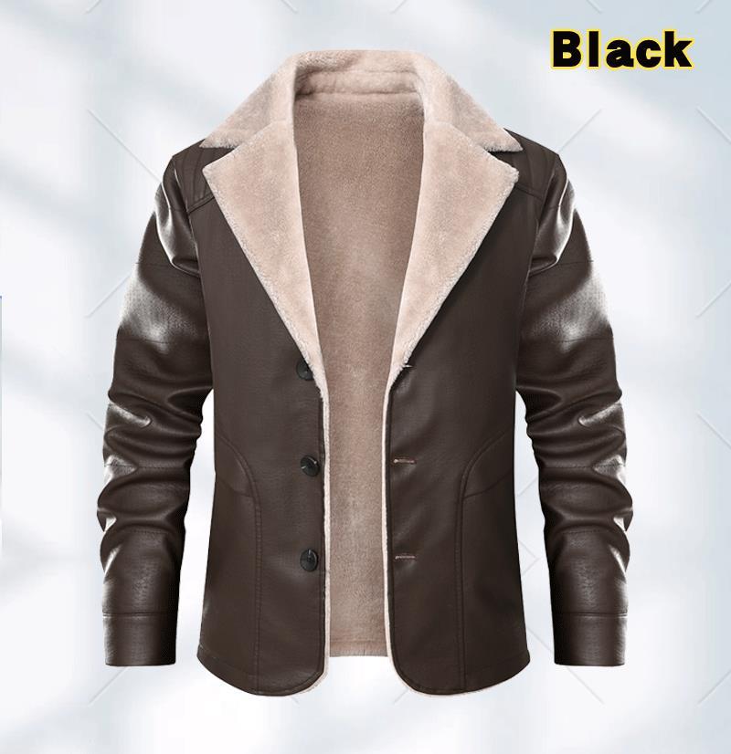 Kožená bunda s podšívkou ze sametu - Teplá, Jednodílná, US velikost 88988.