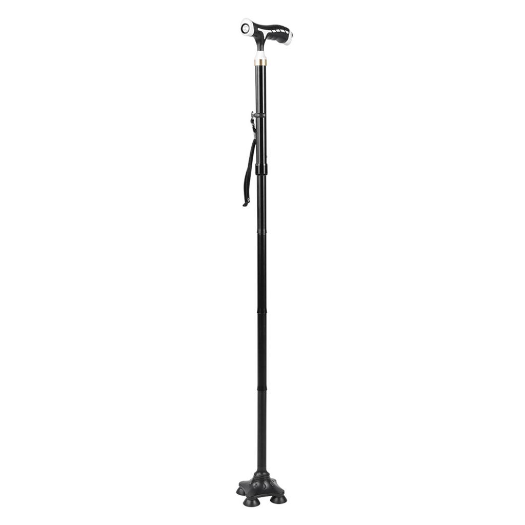 LED Light Aluminum Alloy Foldable Anti Slip  Elderly Crutches Handle Cane Walking Stick