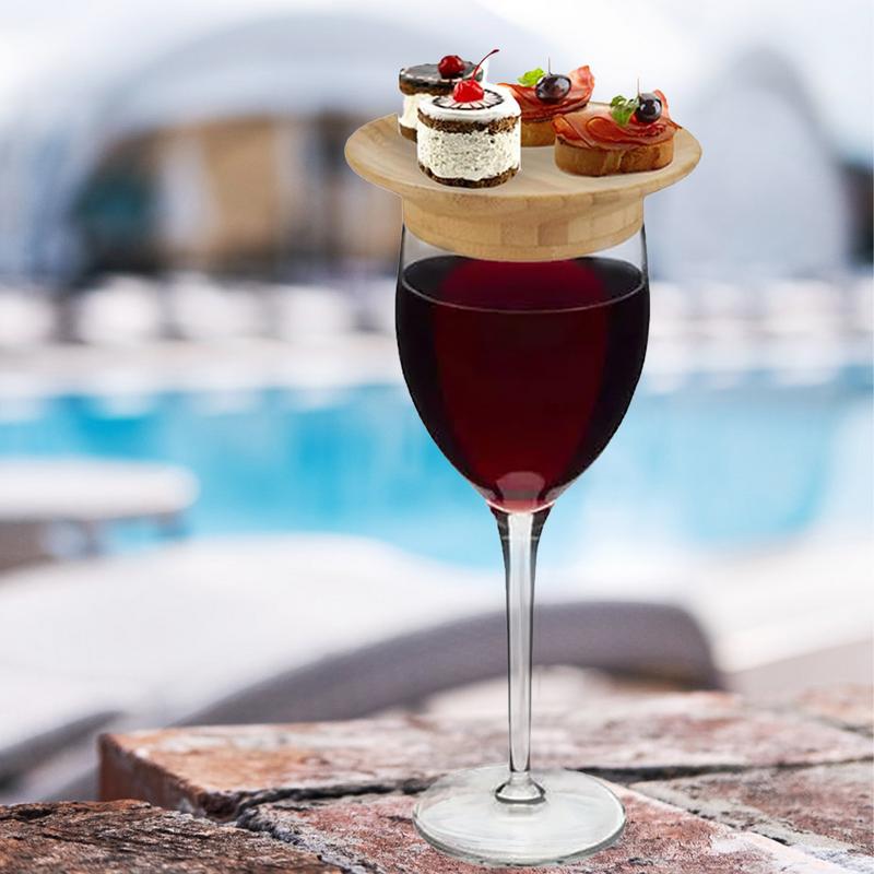 Round Wooden Wine Glass Topper Appetizer Plates Red Wine Splashing Coasters Wine Glass Charcuterie Board Topper Wood Coasters