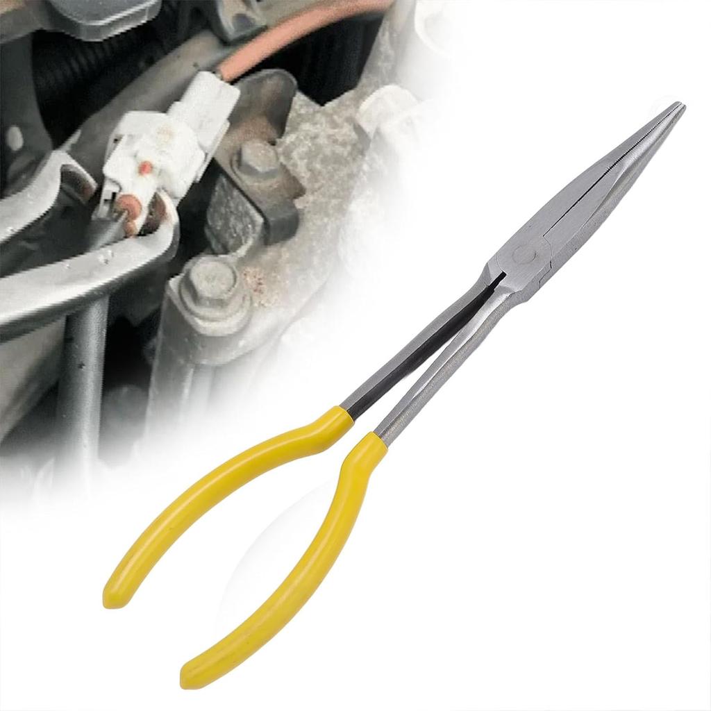 Xiaomi 11" Long Nose Pliers Straight Bent Tip Nose Plug Cable Puller Long Needle Nose Pliers Wire Cutter Hose Spanner Clips Hand Tools
