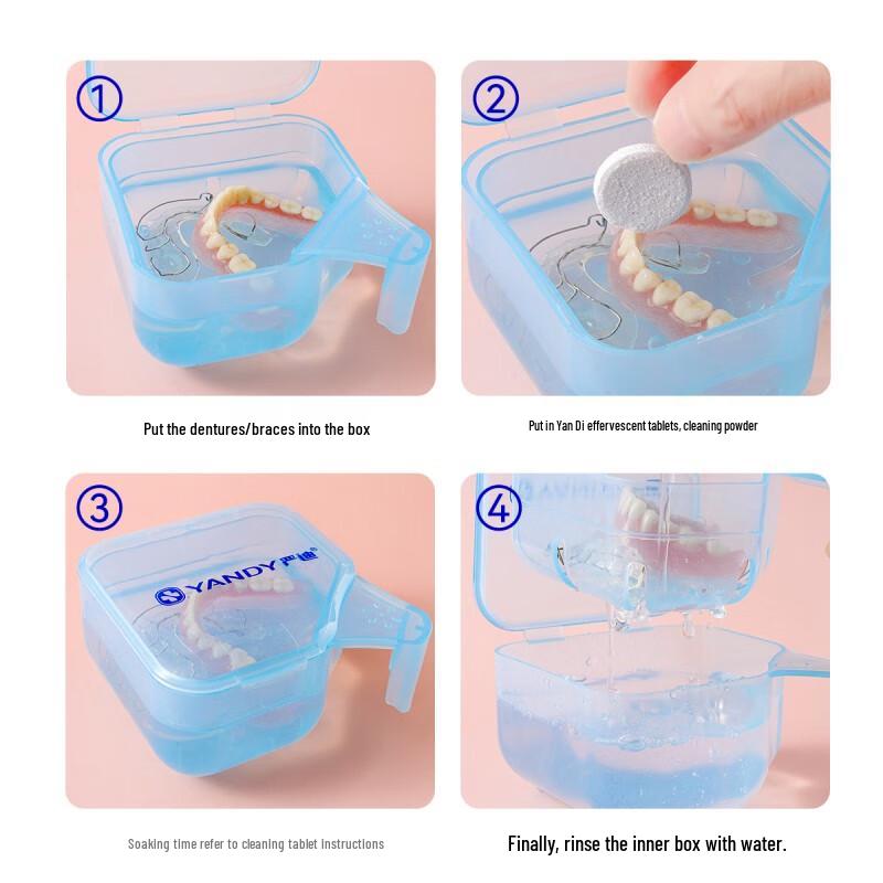 YANDY Retainer and Denture Soaking Case with Drainer