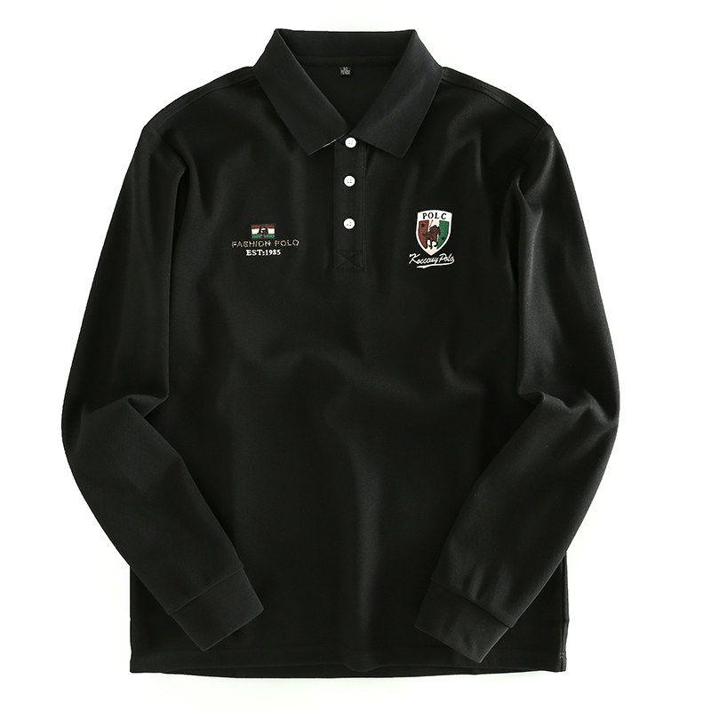Men's Long-Sleeve Polo Shirt for Export, New Spring/Autumn Style with Embroidered Collar, Light Business Casual Top for Young Men, Trendy