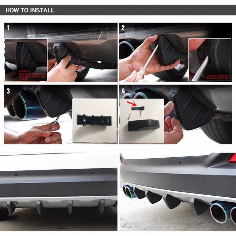 Universal 3Pcs Rear Bumper Diffuser Molding Point Garnish Black Red For All Car