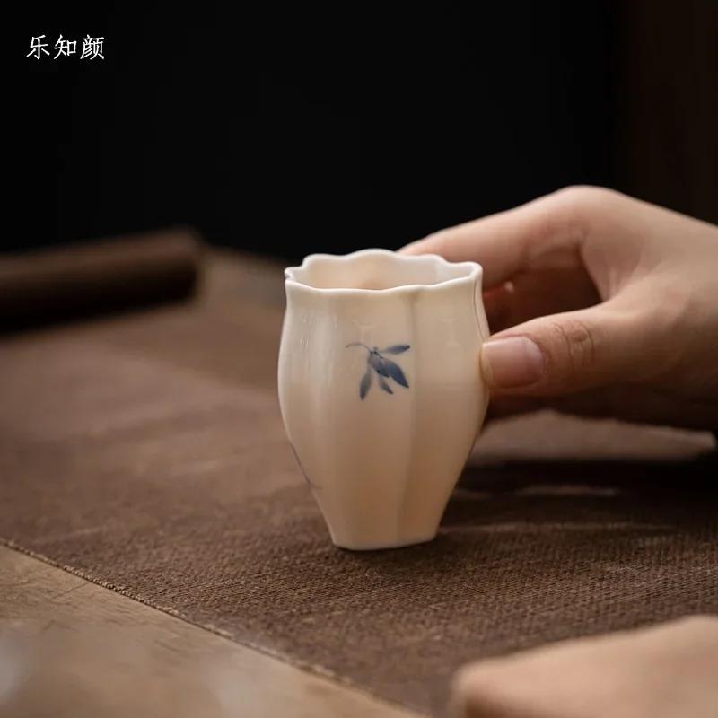Master Cup Hand Painted Phalaenopsis Teacup Porcelain Kung Fu Tea Set Simple Teacup Single Cup Tea Drinking Cup