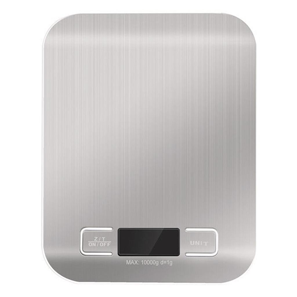 Kitchen Electronic Scale Metallic White LCD Display Waterproof Stainless Steel Cooking Scale for