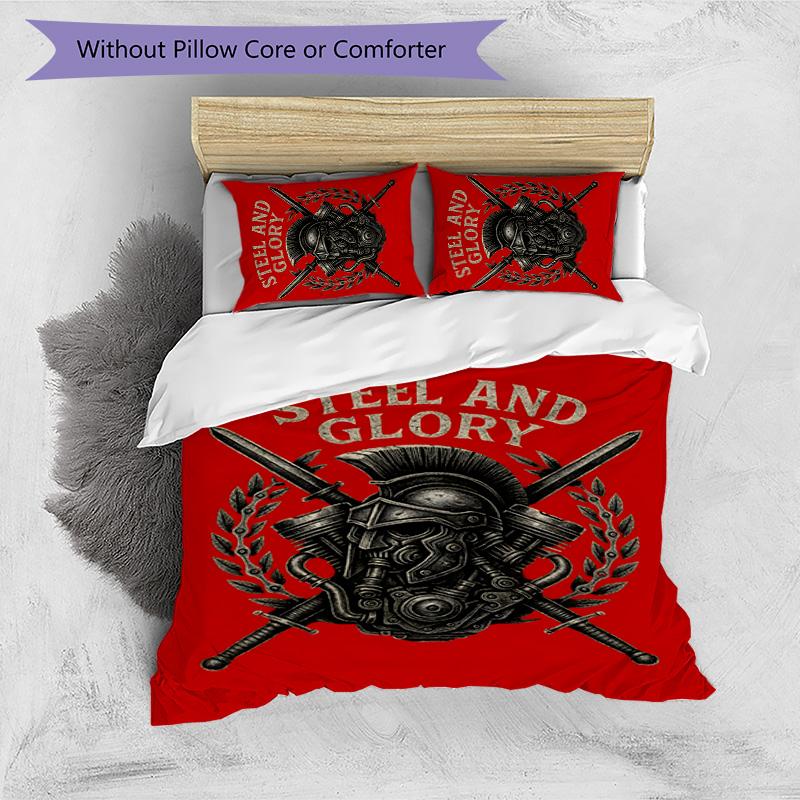 Gladiator Helmet 3pcs Bedding Set Duvet Cover Closure Includes 1 Duvet Cover & 2 Pillowcases for All Seasons Bedroom Home Dorm Decor