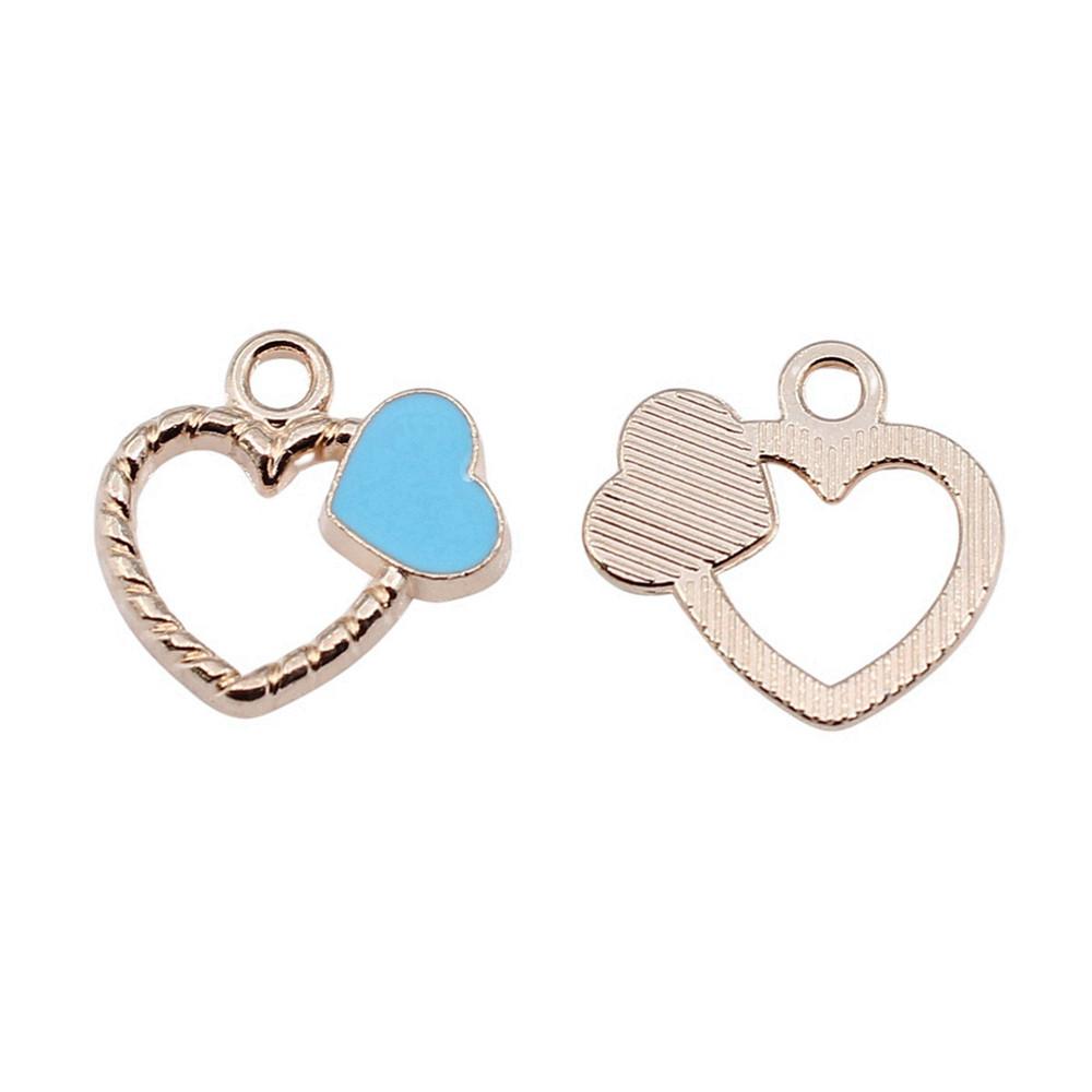 Love Heart Enamel Charms Multi Color Pendants For Romantic Jewelry Component
